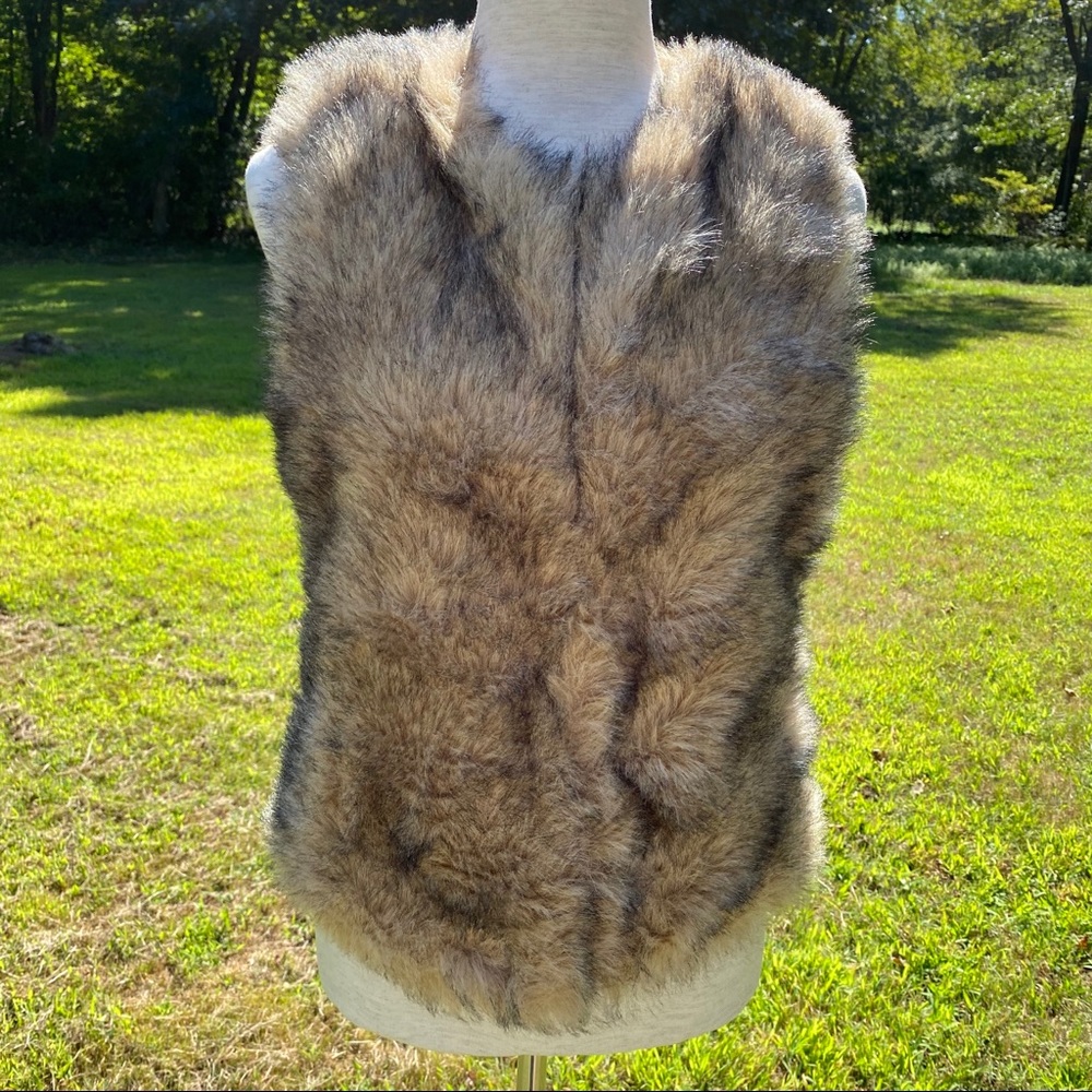 BB DAKOTA VEST FAUX FUR BROWN BLACK TWO TONE Size S SMALL COAT JACKET